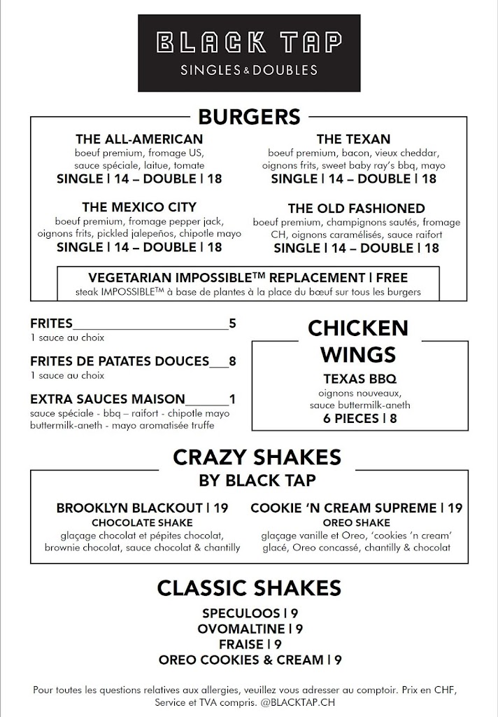 Black Tap Singles & Doubles Black Tap Singles & Doubles